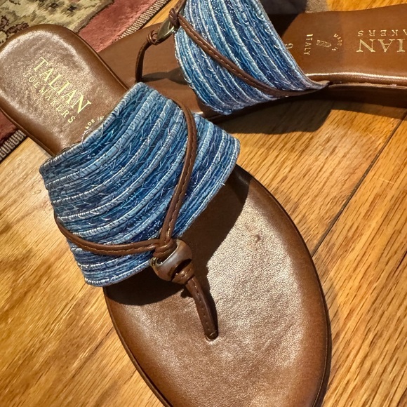 Women's Blue and Brown Sandals Italian Shoemakers NEW without tags not worn SZ 9 - Picture 2 of 5